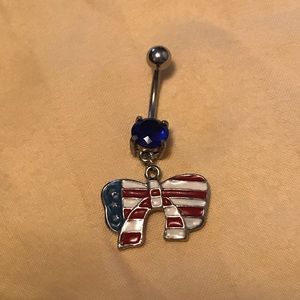 Red white and blue belly button ring